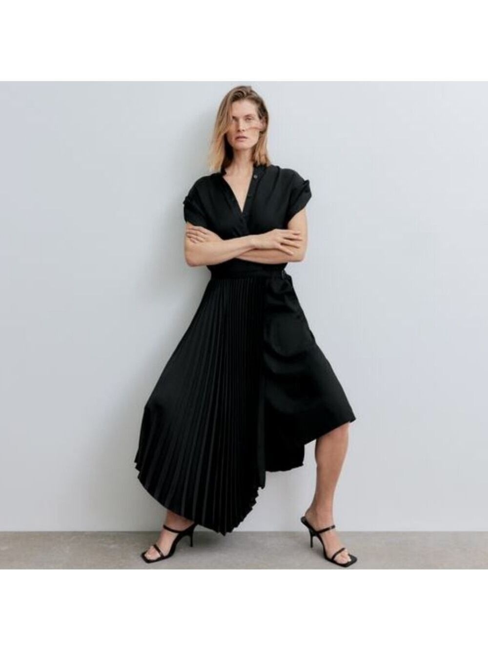 NWT Zara Limited Edition Mixed Asymmetrical Shirtdress, Size M - Picture 2 of 12